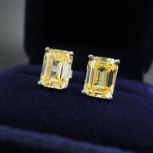 925 Silver 6*8MM Sapphire Faceted Stud Earrings Women Anniversary Gift
