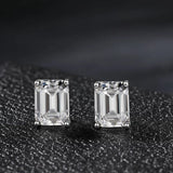 925 Silver 6*8MM Sapphire Faceted Stud Earrings Women Anniversary Gift
