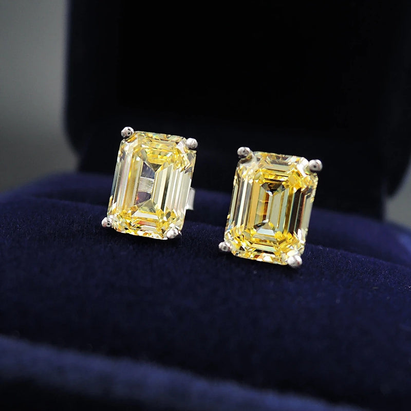 925 Silver 6*8MM Sapphire Faceted Stud Earrings Women Anniversary Gift
