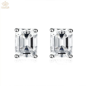 925 Silver 6*8MM Sapphire Faceted Stud Earrings Women Anniversary Gift