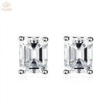 925 Silver 6*8MM Sapphire Faceted Stud Earrings Women Anniversary Gift