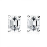925 Silver 6*8MM Sapphire Faceted Stud Earrings Women Anniversary Gift