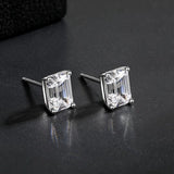 925 Silver 6*8MM Sapphire Faceted Stud Earrings Women Anniversary Gift