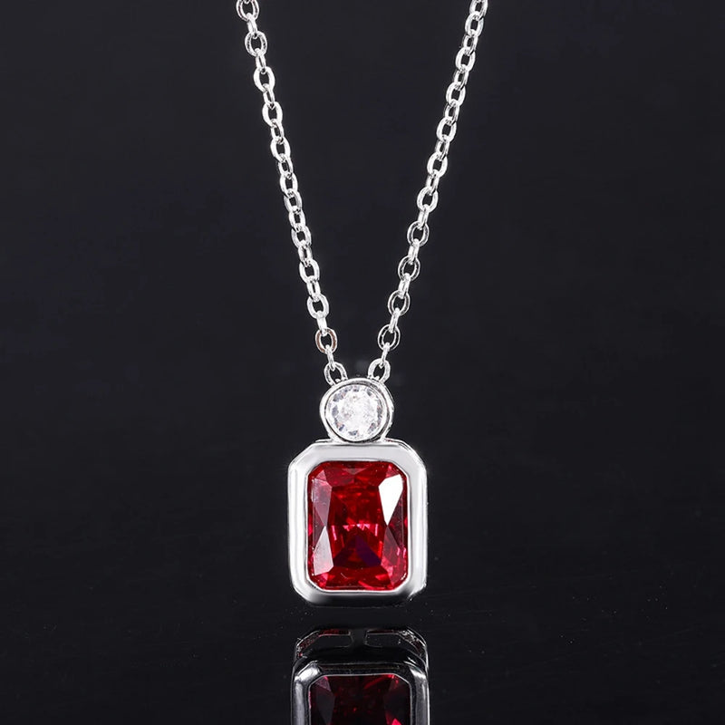 925 Silver 8*10MM Gemstone Pendant Necklace