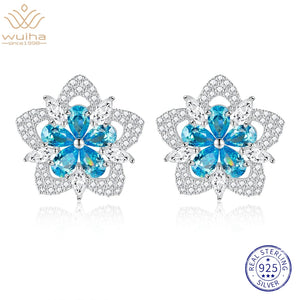 High Carbon Diamond Stud Earrings 925 Silver Fine Jewelry