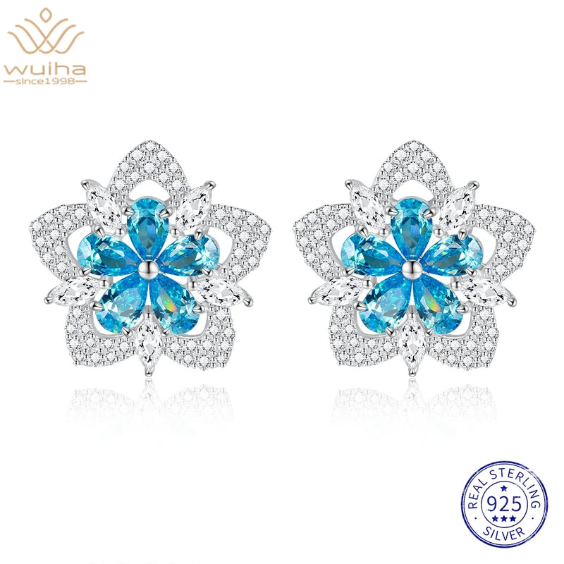 High Carbon Diamond Stud Earrings 925 Silver Fine Jewelry