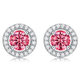 925 Silver 1CT Pink Sapphire Citrine Moissanite Diamond Ear Studs