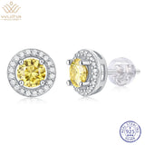 925 Silver 1CT Pink Sapphire Citrine Moissanite Diamond Ear Studs
