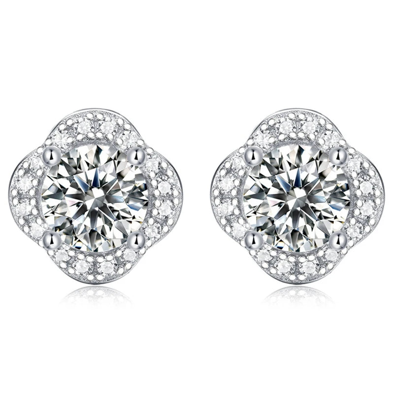 925 Silver 1CT Pink Sapphire Citrine Moissanite Diamond Ear Studs