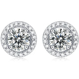 925 Silver 1CT Pink Sapphire Citrine Moissanite Diamond Ear Studs