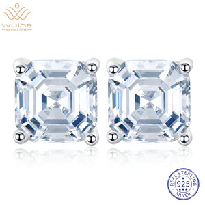 7MM Sapphire Faceted Gemstone Earrings 925 Sterling Silver Jewelry
