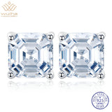 7MM Sapphire Faceted Gemstone Earrings 925 Sterling Silver Jewelry