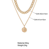 Punk Vintage Portrait Coin Pendant Necklace For Women Hip Hop
