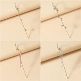Vintage CZ Ear Clip Crystal Lightning Ear Hook Earrings Flower Ear Cuff
