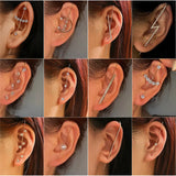 Vintage CZ Ear Clip Crystal Lightning Ear Hook Earrings Flower Ear Cuff