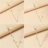 Vintage CZ Ear Clip Crystal Lightning Ear Hook Earrings Flower Ear Cuff