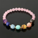 7 Chakra Multi-Color Bracelet Natural Crystal Stones Elastic Strand Jewelry