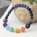 7 Chakra Multi-Color Bracelet Natural Crystal Stones Elastic Strand Jewelry