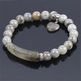 Labradorite Beaded Bangle Bracelet Rectangle Love Heart Yoga Jewelry