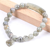 Labradorite Beaded Bangle Bracelet Rectangle Love Heart Yoga Jewelry