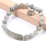 Labradorite Beaded Bangle Bracelet Rectangle Love Heart Yoga Jewelry