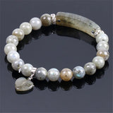 Labradorite Beaded Bangle Bracelet Rectangle Love Heart Yoga Jewelry