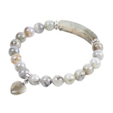 Labradorite Beaded Bangle Bracelet Rectangle Love Heart Yoga Jewelry