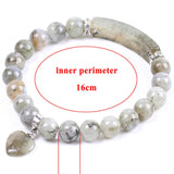 Labradorite Beaded Bangle Bracelet Rectangle Love Heart Yoga Jewelry