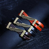 Vintage Metal Leaf Feather Multilayer Leather Bracelet Men Women