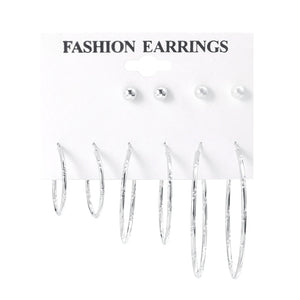 Metal Hoop Earring Set Triangle Star Studs Brinco Female Bijouterie