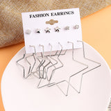Metal Hoop Earring Set Triangle Star Studs Brinco Female Bijouterie
