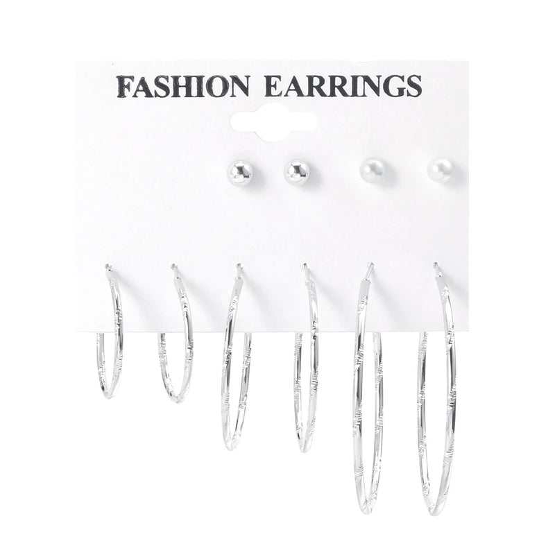 Metal Hoop Earring Set Triangle Star Studs Brinco Female Bijouterie