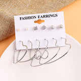 Metal Hoop Earring Set Triangle Star Studs Brinco Female Bijouterie