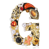 Classic Pearl Letter G Brooch for Women