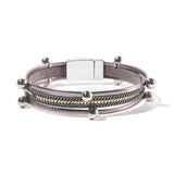 Women Multi-Layer Leather Wrap Bracelet Magnetic Buckle Bangle
