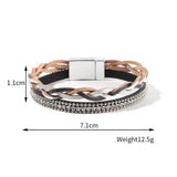 Women Multi-Layer Leather Wrap Bracelet Wristband Braided Rope Cuff Bangle