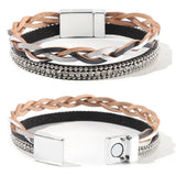 Women Multi-Layer Leather Wrap Bracelet Wristband Braided Rope Cuff Bangle