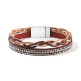 Women Multi-Layer Leather Wrap Bracelet Wristband Braided Rope Cuff Bangle