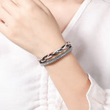 Women Multi-Layer Leather Wrap Bracelet Wristband Braided Rope Cuff Bangle