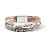 Women Multi-Layer Leather Wrap Bracelet Wristband Braided Rope Cuff Bangle