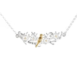 925 Silver Plum Blossom Bird Necklace for Women Party Birthday Gift