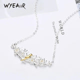 925 Silver Plum Blossom Bird Necklace for Women Party Birthday Gift