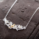 925 Silver Plum Blossom Bird Necklace for Women Party Birthday Gift