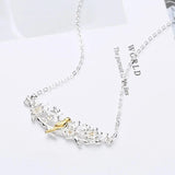 925 Silver Plum Blossom Bird Necklace for Women Party Birthday Gift