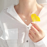 925 Silver Ginkgo Leaf Necklace for Women Party Gift