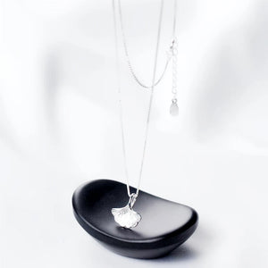 925 Silver Ginkgo Leaf Necklace for Women Party Gift