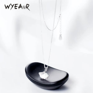925 Silver Ginkgo Leaf Necklace for Women Party Gift