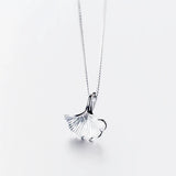 925 Silver Ginkgo Leaf Necklace for Women Party Gift