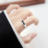925 Silver Square Drop Glaze Wave Ring For Women