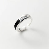 925 Silver Square Drop Glaze Wave Ring For Women